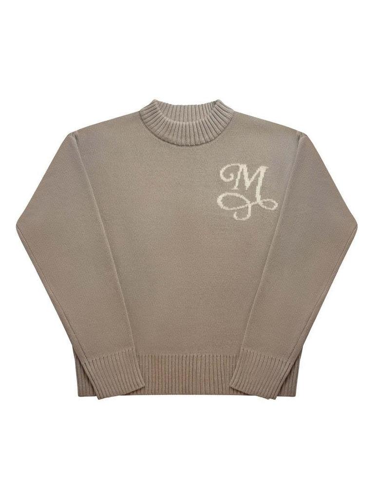 Unisex High-Quality Round Neck Knit Sweater with Letter Design