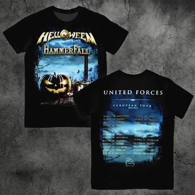 Heavy Metal Rockband Helloween Bedrucktes T-Shirt Street Hip-Hop Übergroßes Herren-T-Shirt Trendiger Vintage-Stil Unisex-Kleidung