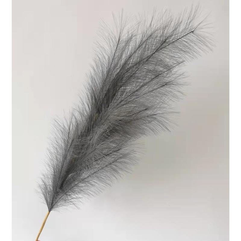 1 szt. Sztuczna trawa pampasowa 120 cm Duża puszysta sztuczna trzcina Sztuczne kwiaty Dekoracyjny bukiet trawy ogonowej Boho Wystrój domu Akcesoria ślubne ciemny kolor szary