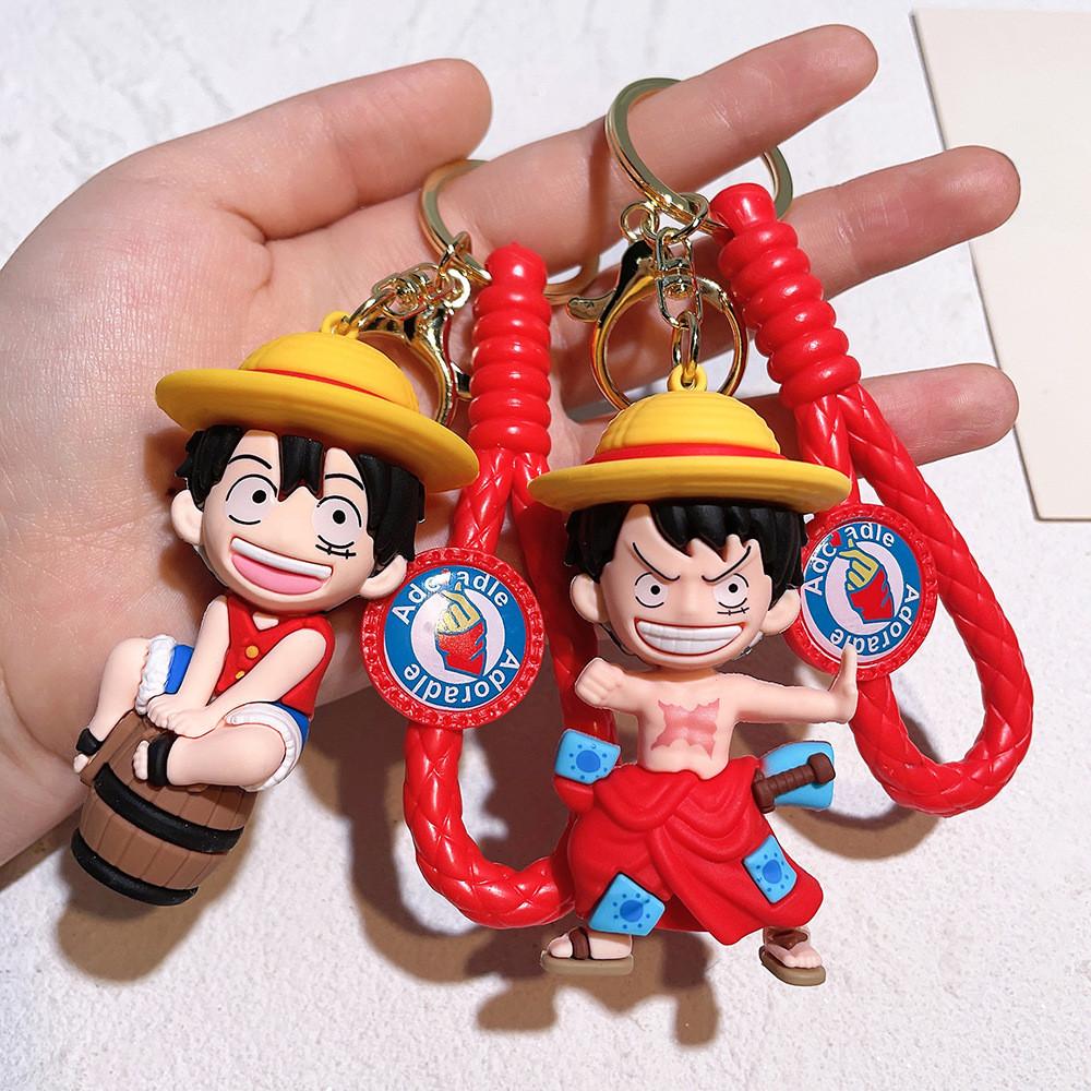 Stilvoller One Piece Schlüsselanhänger für Luffy Nami Sanji Zoro Fans Langlebiges Silikon-Accessoire