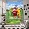 Wall Hanging Tapestry With Custom Name & Text, Teletubbies Decorative Tapestry For Bedroom