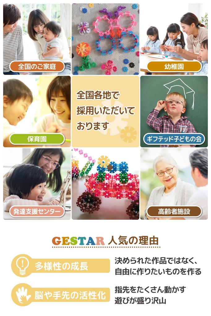 GESTAR Geniets Början Pedagogiska Leksaksblock Åldrar 2-12 med Videointruktioner, 480 Bitar + 40 Extra Bitar