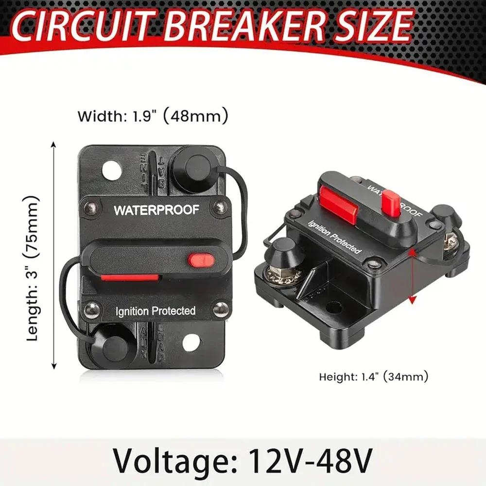 100A 200A Circuit Breaker Manual Reset Amp Power Protect Car Audio Inline Fuse Inverter 12V - 48V DC Waterproof Box for Truck RV