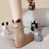 Cute Crew Socks Cartoon Embroidery Silly Socks Ribbed Casual Funny Socks with Plush Ears for Women Christmas Gift