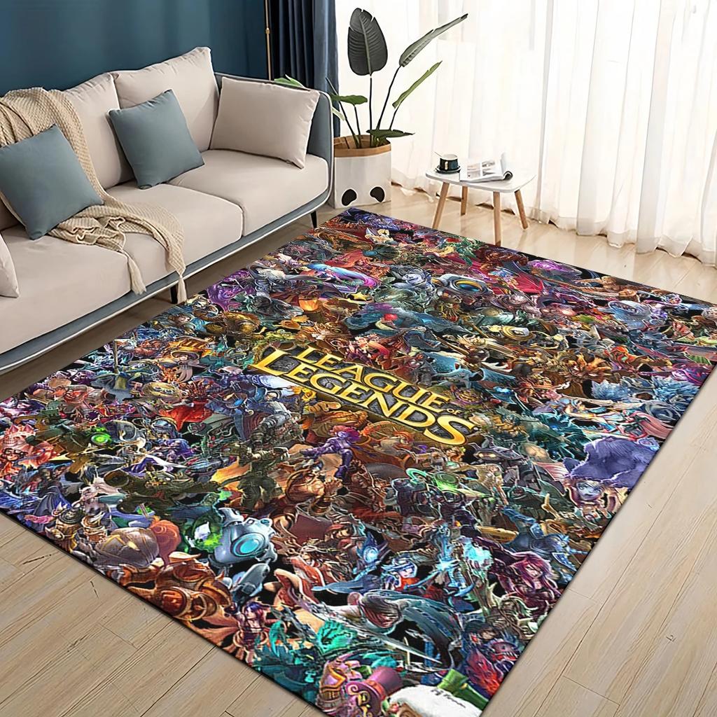 2025 New LOL Jinx League of Legends Game Carpet Rug for Living Room Bedroom Home Sofa Decoration,Kids Play Non-slip Floor Mat