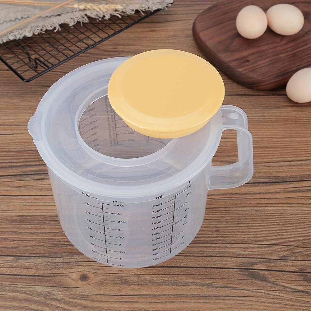 1Pc 2.5L Large Capacity Baking Measuring Cup Scale Kitchen Mixing Bowl with Lid Transparent Plastic Mixing Cup for Home Tools