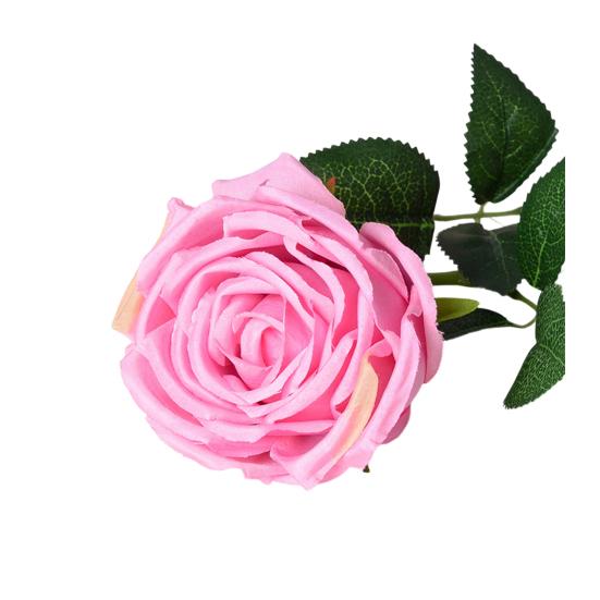 Artificial Rose Flower Big Bloom Fake Silk Rose Flower Realistic Faux Long Stem Rose Bouquet with Leaves for Home Kitchen Party Wedding Decor