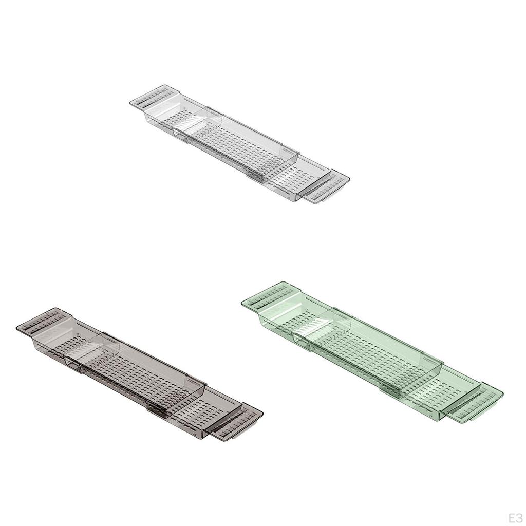 Bathtub Tray Bath Shelf with Drain Holes Extendable Multi Compartments Organizer Rack for