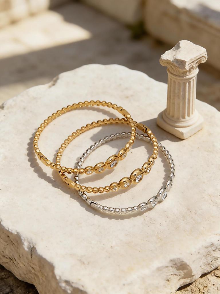 18K Gold-Plated Stainless Steel Zircon Clasp Bracelet - European & American Chic Women's Fashion