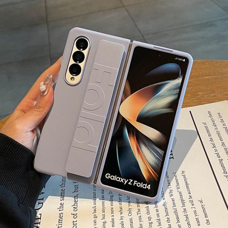 

Роскошный матовый силиконовый чехол-ремешок для телефона Samsung Z Fold 6 Z Fold 5 Fold 4 ZFold 3 5G складной противоударный жесткий задний чехол For Samsung Z Fold 4 светло-фиолетовый