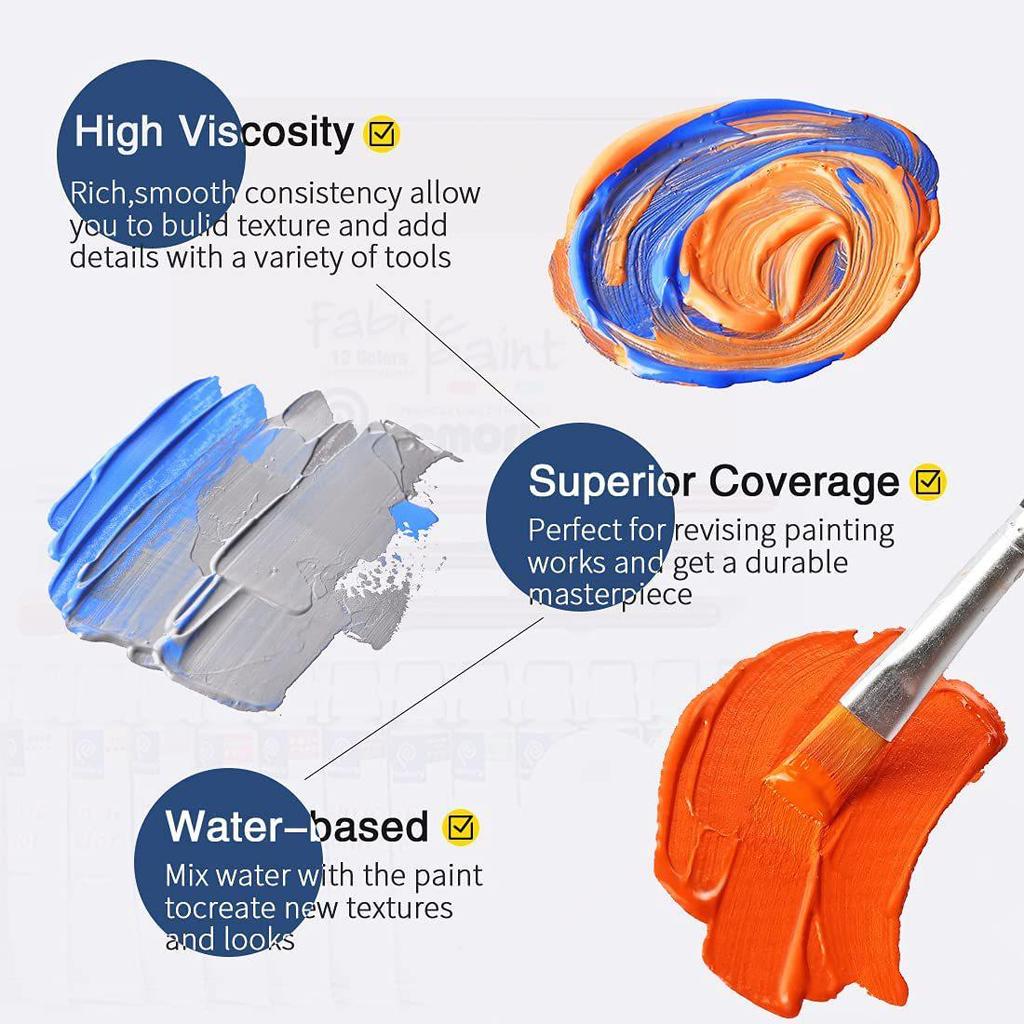12-Color 12ml Textile Painting Pigment Set for DIY Hand-Painted Creations