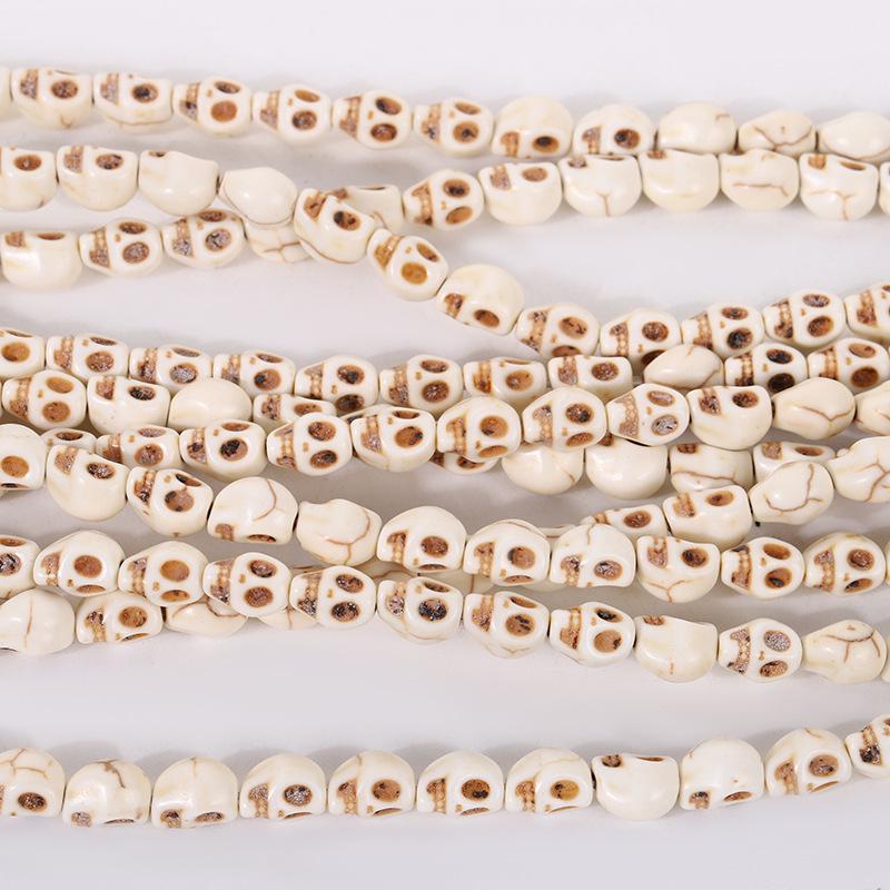 Colorful Halloween Skull Beads: Synthetic Turquoise Pendants for DIY Jewelry