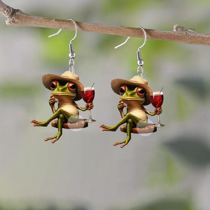 Acryl 2D Flache Ohrringe Cartoon Stil Tierdesign Anhängerohrringe Persönlichkeitszubehör Für Frauen