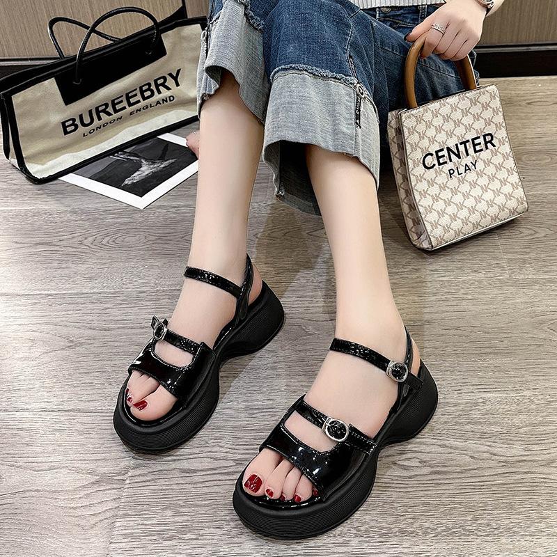 2024 Summer New Fairy Style Belt Buckle Women Sandals Platform Hollow Beach Shoes Fashion Versatile Roman Shoes