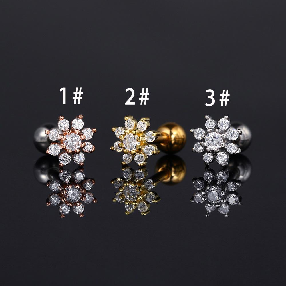 1ks Piercing do chrupavky Náušnice pro ženy Mini Zirkonový Květ Móda Piercing Helix Tragus Ušní Doplňky Šperky na tělo Dárek