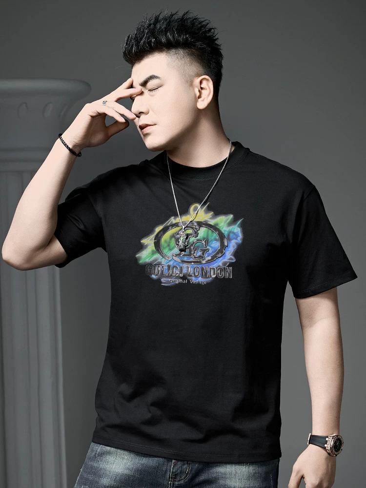 European Goods 2025 Summer New Men's Loose Letters Print Half Sleeve T-shirt Fashion Brand round Neck Short sleeve T-shirt Top