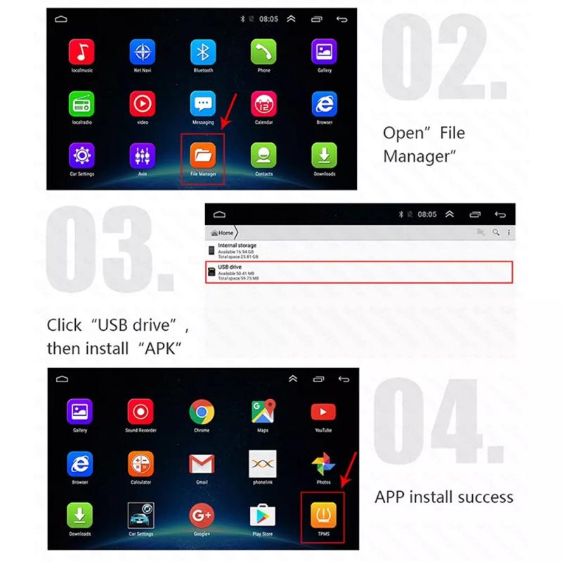 Usb Android Tpms система контроля давления в шинах дисплей сигнализация внутренняя — фото 4