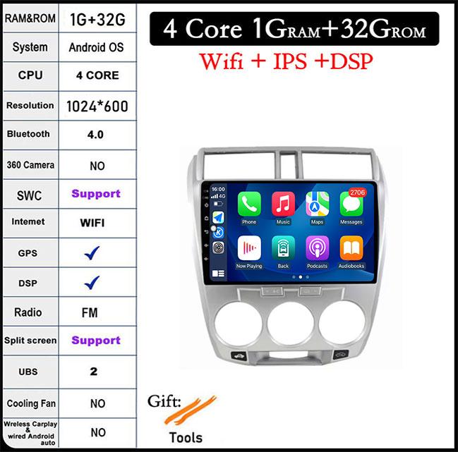 

9 lnch для Honda City 2008 -2013 автомобильный радиоприемник мультимедиа видеоплеер навигация GPS головное устройство BT