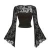 Top de Red Transparente de Alta Gama con Bordado de Encaje de Moda para Mujer