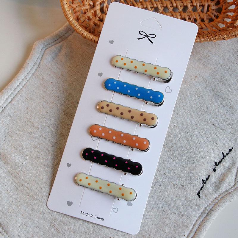 Multicolor Polka Dot Geometric Enamel Hair Clip Set