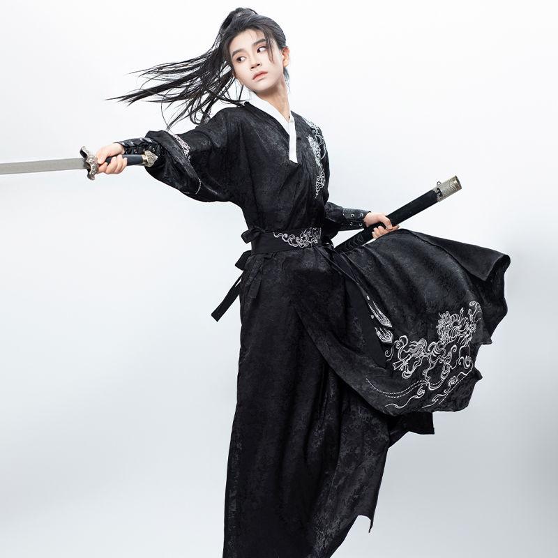 Chinese Ming Dynasty Style Straight-neck Shirt Suit Hanfu For Men