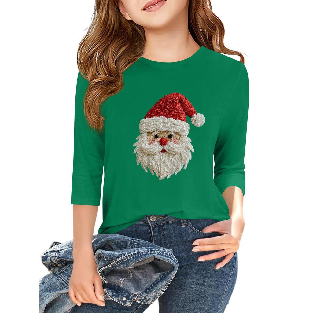 Children's 3/4 Sleeve Independence Day Printed Round Neck Casual T-shirt