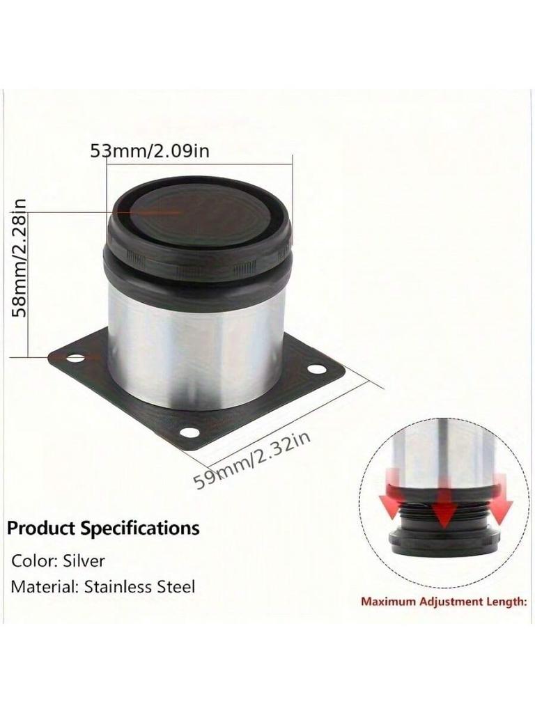 4pcs Stainless Steel Furniture Leg Adjustable Table Feet Replacement Cabinet Sofa Metal Foot With Screws Furniture Hardware