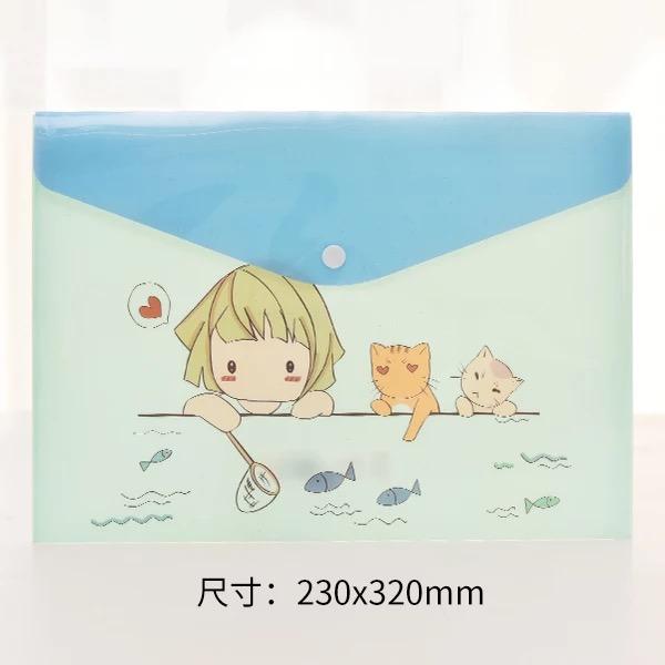 1PC Waterproof Multi Pocket Plastic Kawaii A4 File Folder Bag Document Paper Organizer Case Office School Stationery Supplies