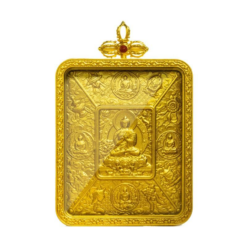 Tibetan Brass Gold-Plated Thangka Pendant Necklace