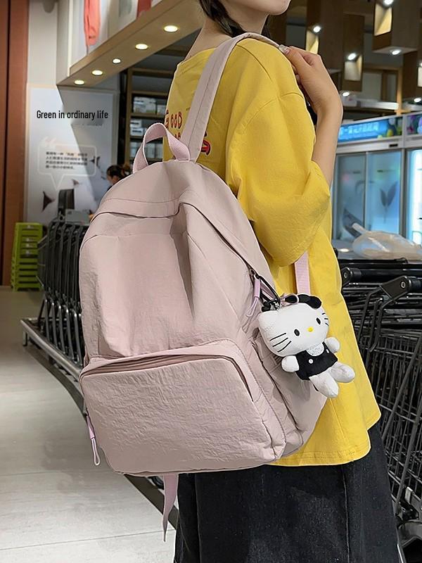 Lässiger Rucksack im koreanischen Stil - Großes Fassungsvermögen, leicht, einfarbig, niedlicher Schüler-Schulranzen