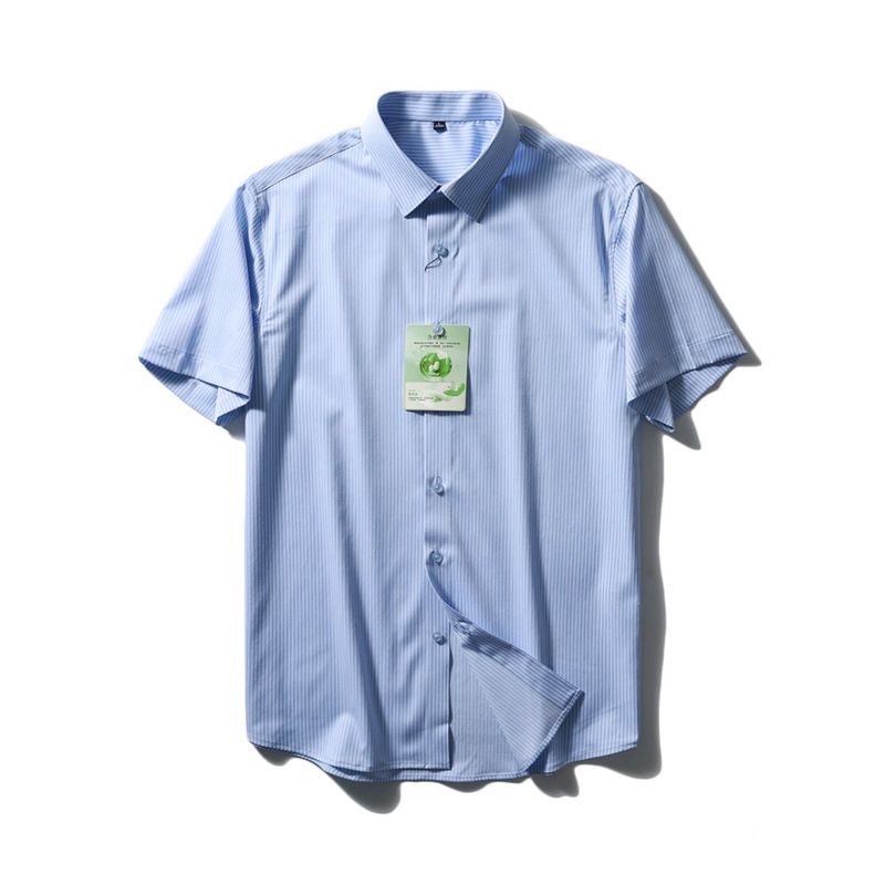 Mulberry Silk Stripes Short-Sleeved Shirt Men's Summer 2024 New Coat Export Export Men's Clothing Business Casual Shirt