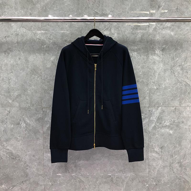 TIME BREATHE Unisex Four-Stripe Zipper Hoodie