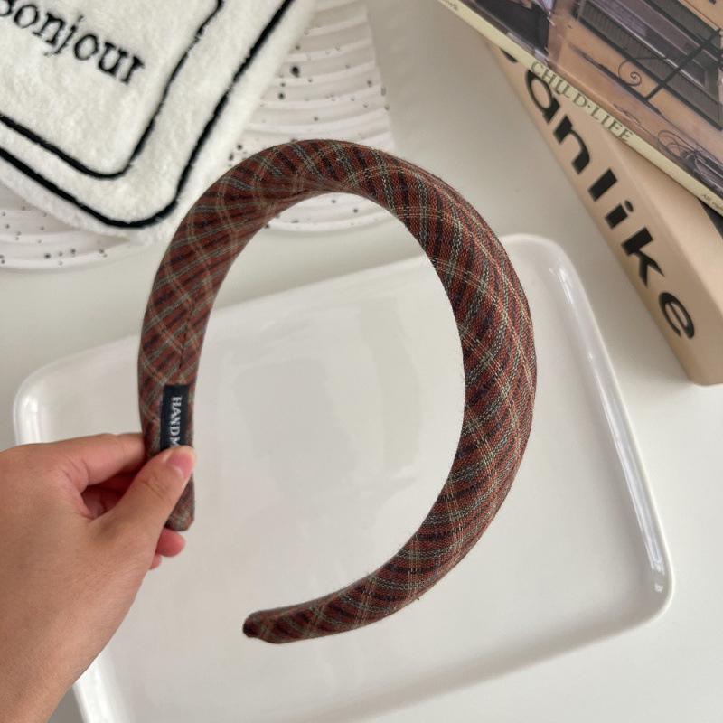 Elegante Geruite Bezel Haarband voor Vrouwen Retro Hoofdband Meisjes Vintage Hoepel voor Vakantiefeest Haarelastiekjes Accessoires gray