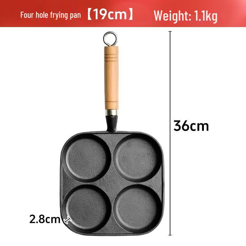 GOWKE Cast Iron 4-Hole Breakfast Frying Pan