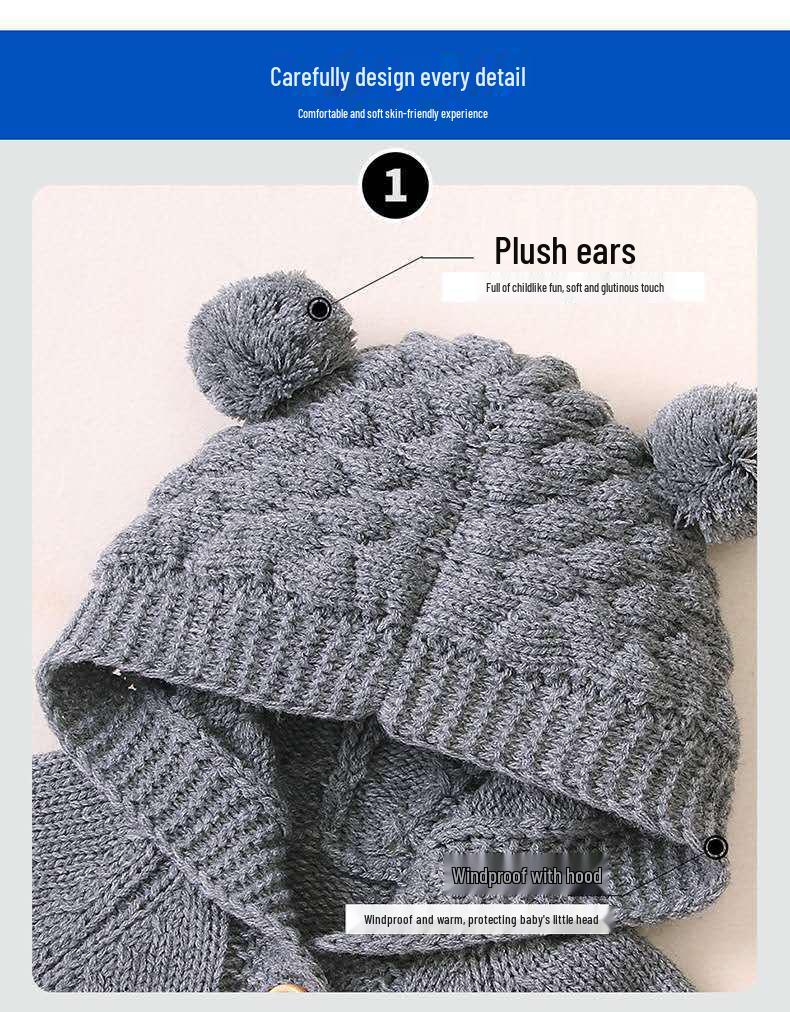 Newborn Knitted Wool Romper - Cute & Warm Baby Sweater for Boys & Girls (Autumn/Spring)