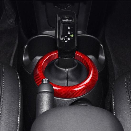 Luxury Red Carbon Fiber Car Gear Shift Panel Decoration For Mini Cooper F55 F60