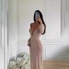 European and American V-neck Sexy Long Knitted Dress, Ring Halter Long-sleeved Sweater Skirt, In Stock.