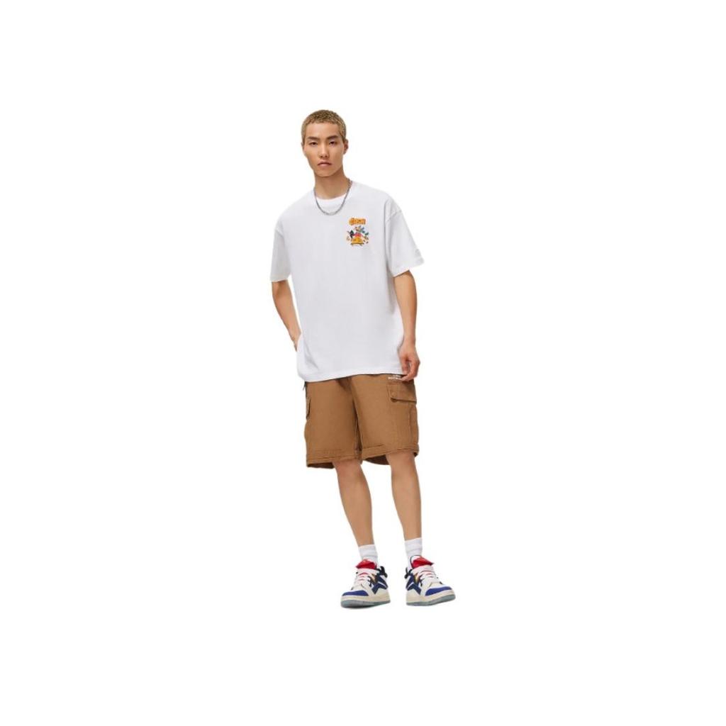 Li-Ning X Pablo Ientile Co-Branded Skateboard Series Cartoon Print Casual Round Neck Short Sleeve T-Shirt Unisex Tops White AHST027-4