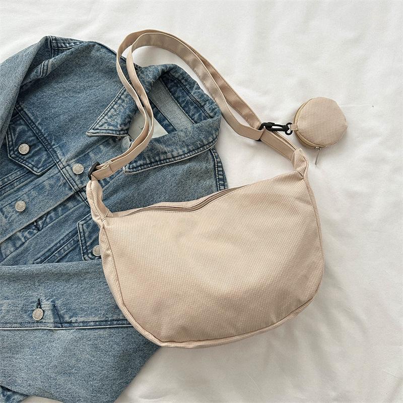 Nylon Clutch Bag for Women Fashion Solid Color Shoulder Crossbody Purse Trendy Daily Casual Handbag KTB