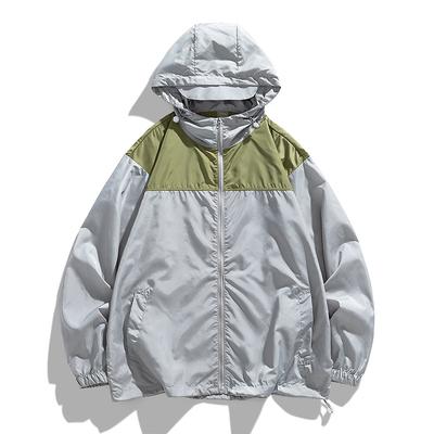 Herren Wasserdicht Sonne Sommer Lässig Locker Atmungsaktiv Leicht Kapuzen-Sportwindjacke Damen