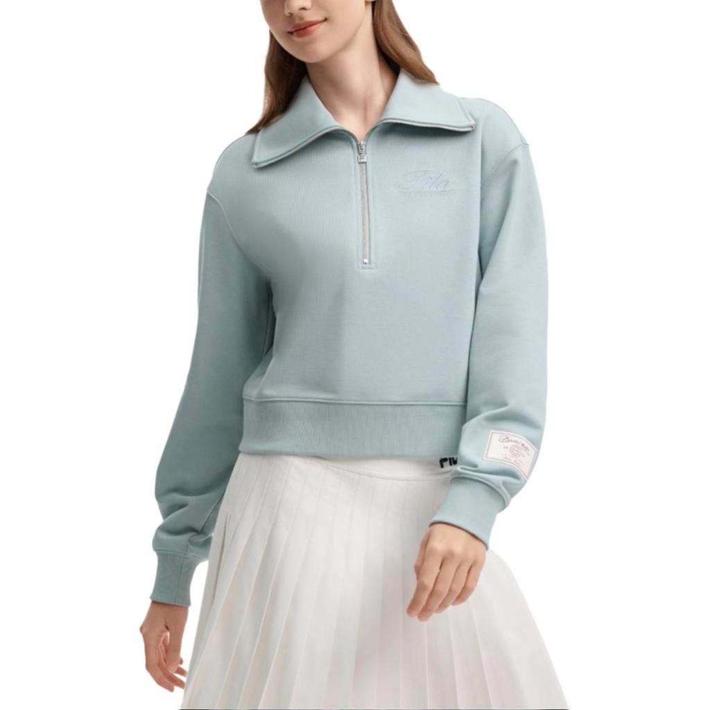 FILA Original Series Fashion American Comfortable Loose Sweatshirt Women sweatshirt Chaos-Grey-Green F11W439212F-GN