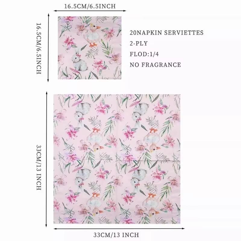 20pcs/pac Floral Printed Paper Napkins for Wedding Colorful Facial Tissues for Party Table Setting Disposable Dinner Napkins