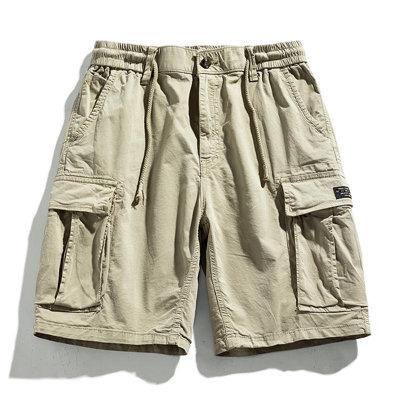 

Summer Men Cargo Multi Pocket Shorts Men Casual Solid Elastic Waist Beach Short Spring Men Jogger Pants Shorts Male Dropshipping 28 хаки
