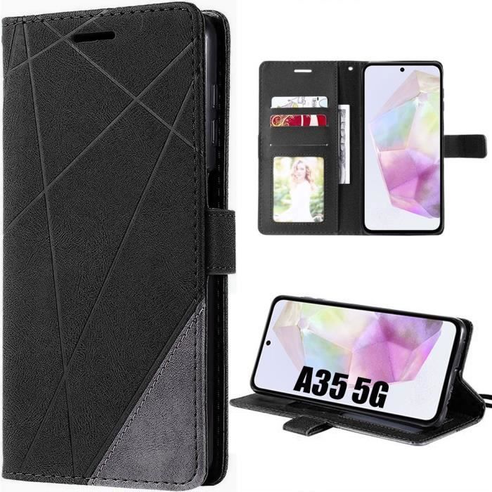 Coque de protection - Booling - pour Samsung Galaxy A35 5G - Cuir PU et TPU - Poche à cartes - Antichoc