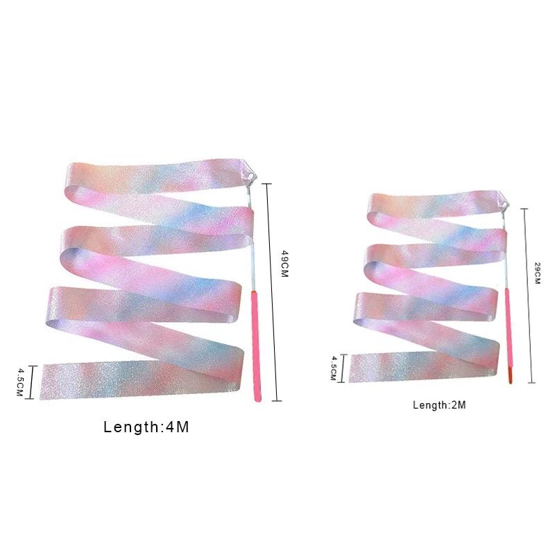 2M 4M Rytmická gymnastika vybavení Baletní stuha Taneční stuha Rytmická točící tyč Duhová tyč Trénink Blikající hvězda