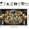 Graduation Banner Congratulations Class of 2025 Gold and Black Graduation Backdrop Supplies 71*43 Inches