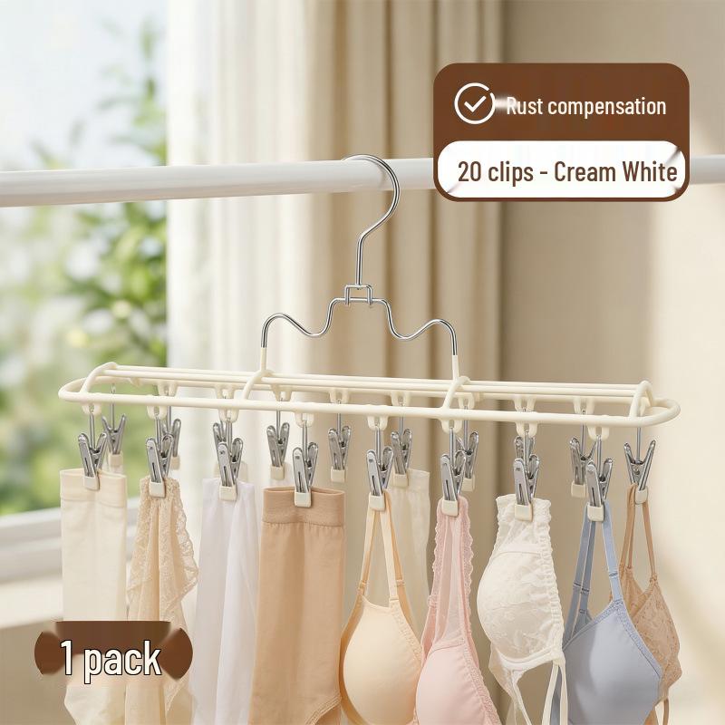 Multi-functional Windproof Clothes Hanger with Anti-slip Clips for Balcony and Dormitory Use