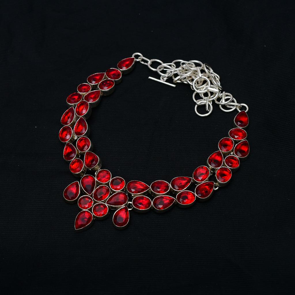 Granat Edelstein : 925er Sterlingsilber Handgefertigt Mehrere Formen Stein Halskette Schmuck