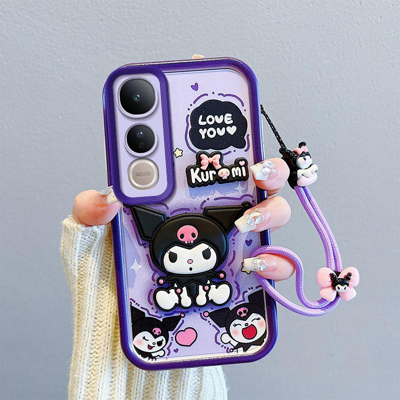 KEYSION Shockproof Case for VIVO V50 Lite 5G with Lanyard Soft Silicone Cute 3D Cartoon Doll Phone Cover for VIVO V50 Lite