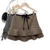 Women's Korean-Style Polka Dot Wool Skirt: Sweet, Versatile Patchwork A-Line for Autumn/Winter